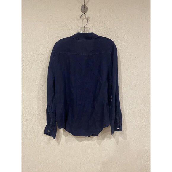 Lilly Pulitzer Shirt Womens Large Navy Blue Button Up Long Sleeve Pockets Casual - Picture 4 of 4